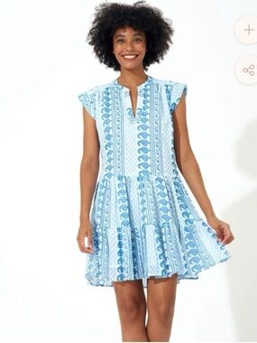 New Tuckernuck Sz XS Oliphant Blue Babylon Yoke Dress Cotton Tuckernuck
